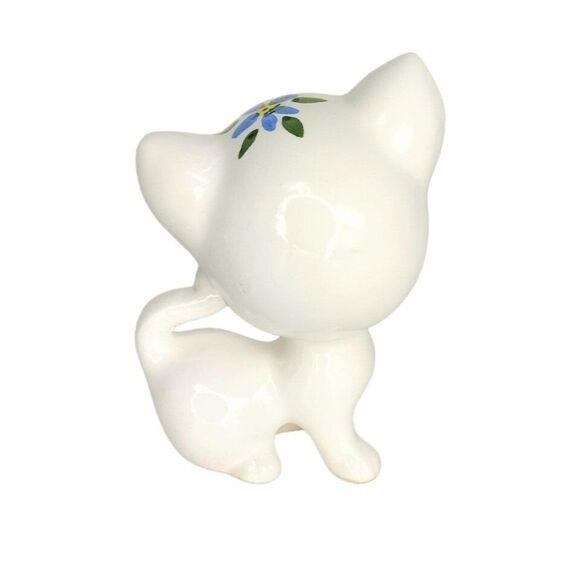 Vintage 40s Japanese Ceramic Kitsch Kawaii Big Eye Kitty Cat Animal Figurines - Picture 6 of 12